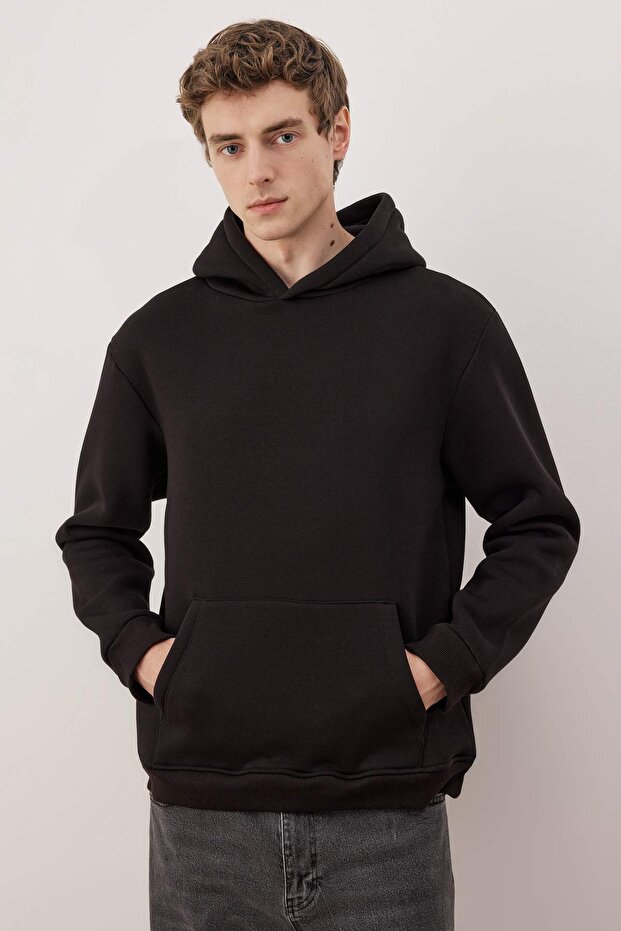 Siyah Regular / Normal Kesim Sırt Baskılı Örme Sweatshirt TMNAW20SW0163 - 2