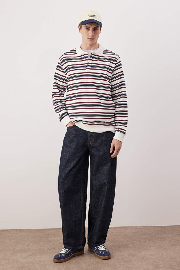 Lacivert Regular/Normal Kesim Polo Yaka Örme Sweatshirt TMNAW26SW00054 - 1