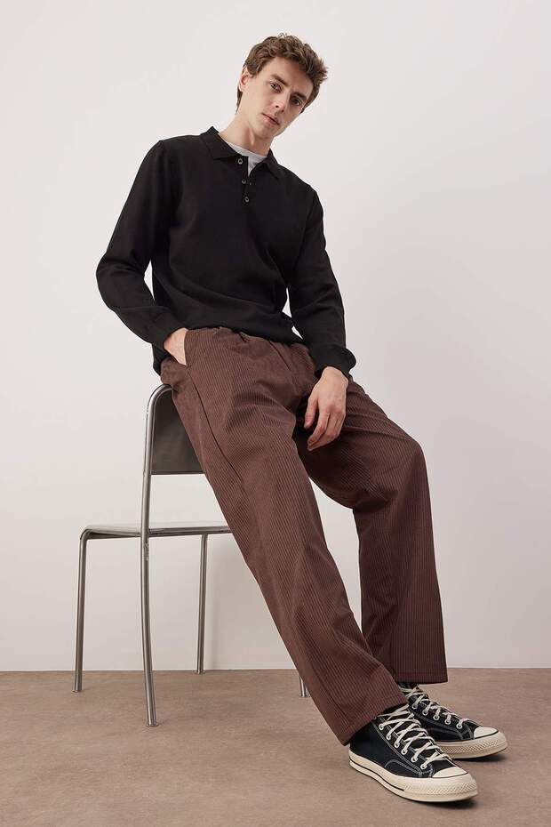 Kahverengi Erkek Baggy Fit Kadife Pantolon TMNAW26PL00022 - 6
