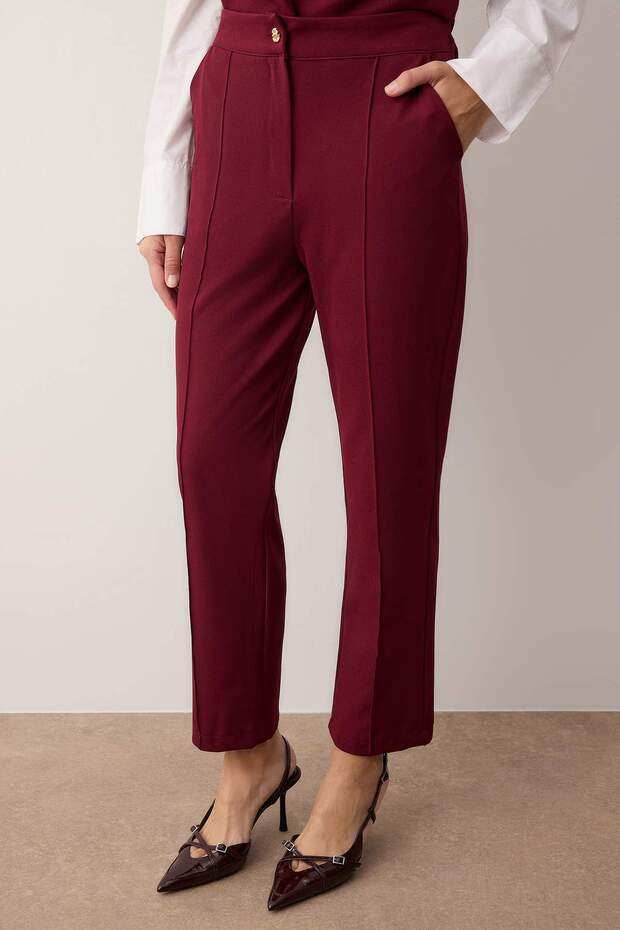 Bordo Düğme Detaylı Dokuma Alt - Üst Takım TCTAW26US00054 - 3