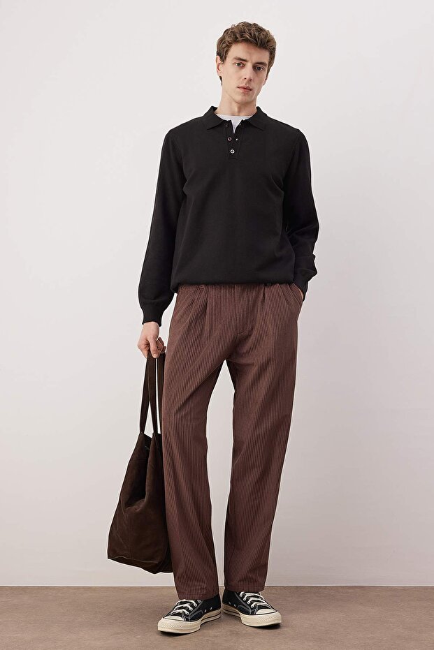 Kahverengi Erkek Baggy Fit Kadife Pantolon TMNAW26PL00022 - 5