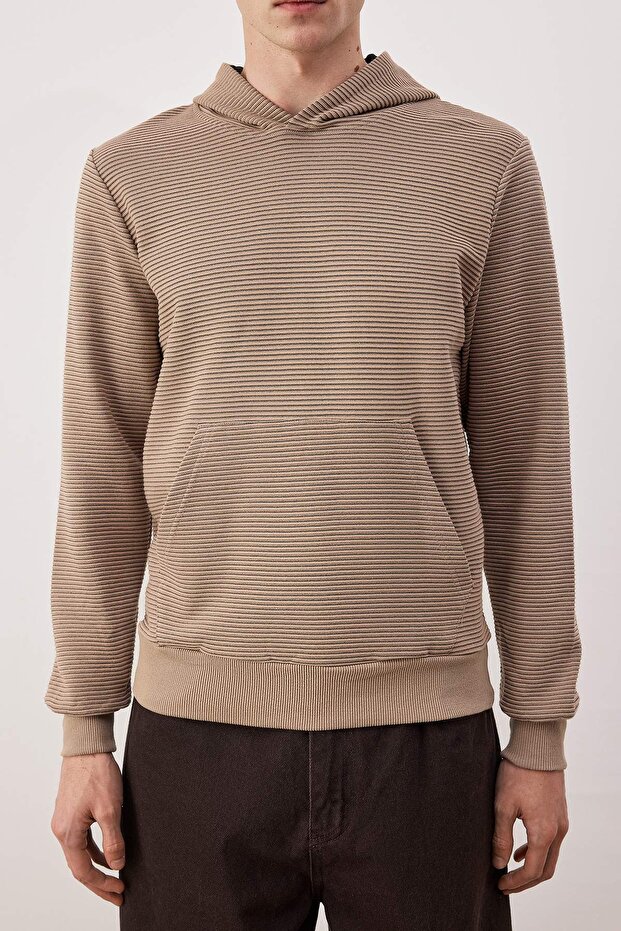 Taş Regular/Normal Kesim Kapüşonlu Dokulu Sweatshirt TMNAW26SW00068 - 3