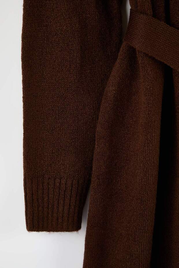 Kahverengi Oversize/Bol Kesim Triko Hırka TBBAW23AV00017 - 9