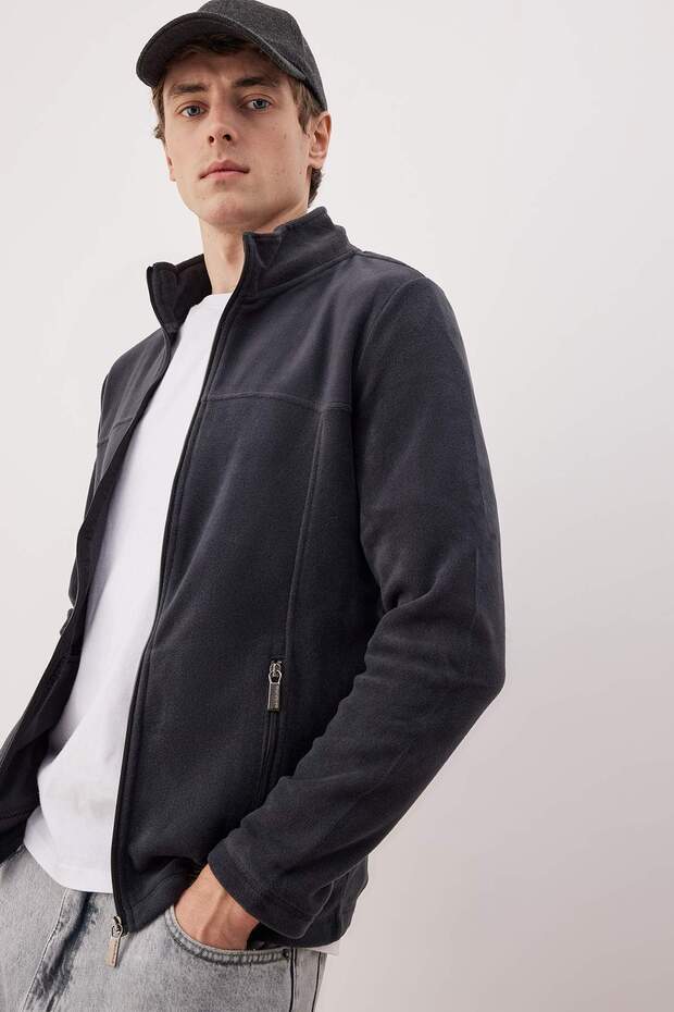 Antrasit Regular/Normal Kesim Fermuarlı Polar Sweatshirt TMNAW26SW00063 - 1