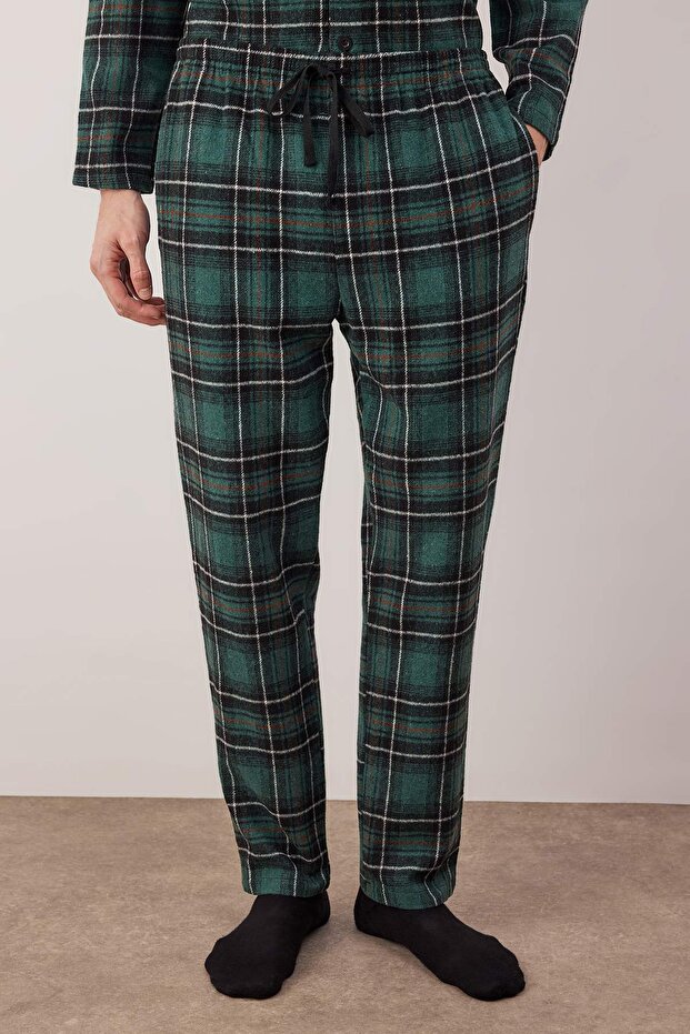 Yeşil Regular Fit Ekose Dokuma Pijama Takımı TMNAW22PT1080 - 4