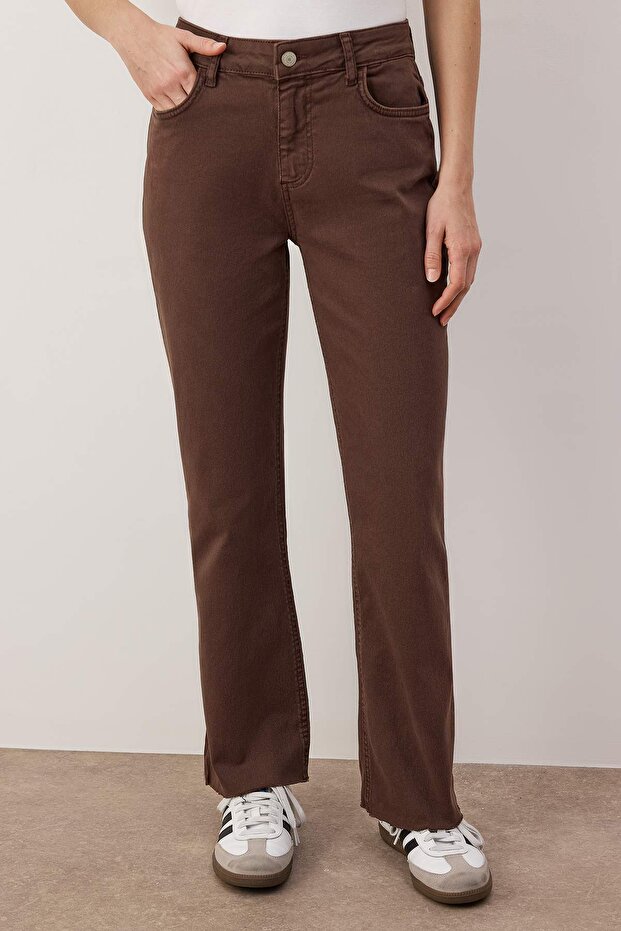 Kahverengi Yüksek Bel Comfort/Esnek Straight Jeans TWOAW26JE00302 - 3