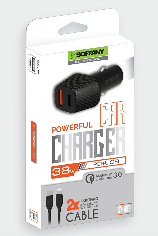 SY-682 38W USB-Lightning Araç Şarj & Data Kablosu - 3