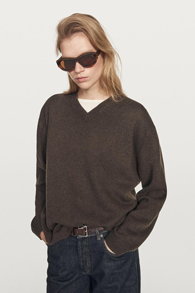 V yaka oversize triko kazak - 2