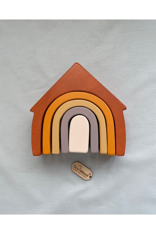 Waldorf Home Educational - Set of 5 Pastel Color Natural Wood Rainbow, Sensory Toy