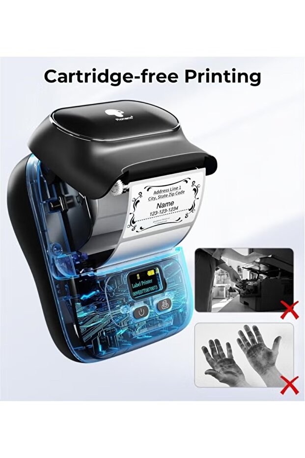 طابعة ملصقات حرارية باللون الرمادي - 2