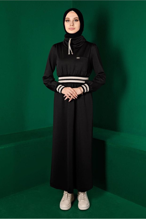ELASTIC DRESS WITH WAIST AND CUFFS 43327
