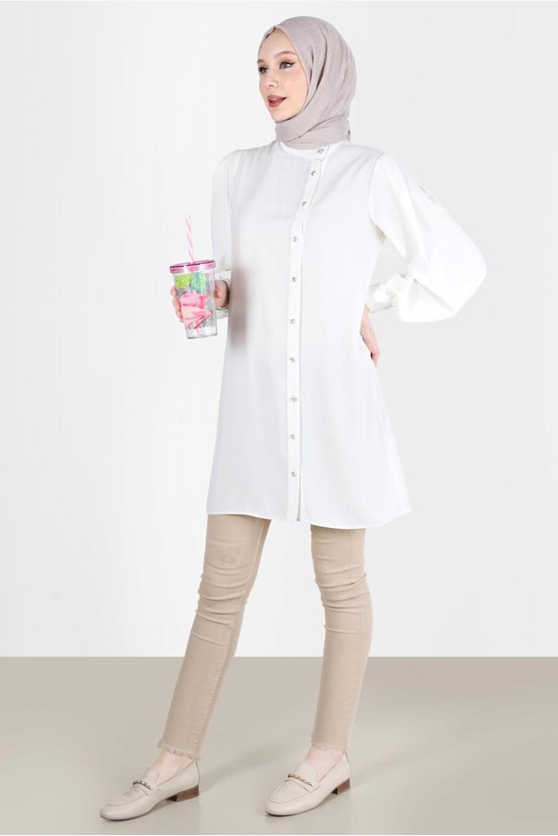 Tunic with Stone Button Detail 42578