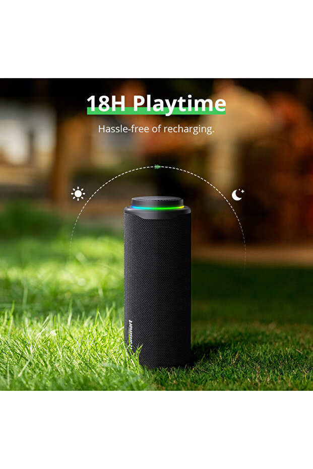 T8 Portable 40W Bluetooth Speaker, 360° Sound, IPX7 Waterproof, Custom EQ & Lights (Grey) - 2