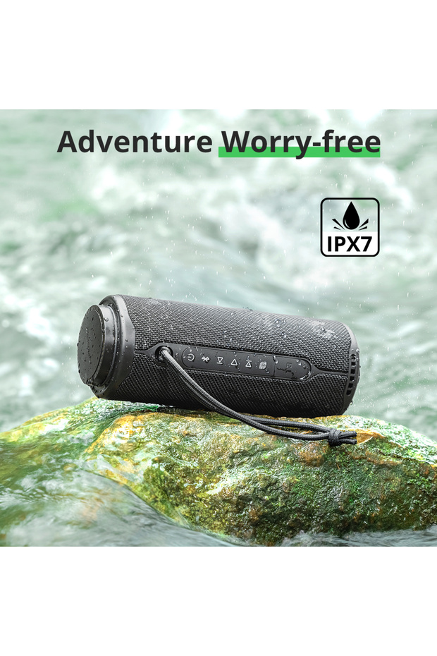 T8 Portable 40W Bluetooth Speaker, 360° Sound, IPX7 Waterproof, Custom EQ & Lights (Grey) - 4