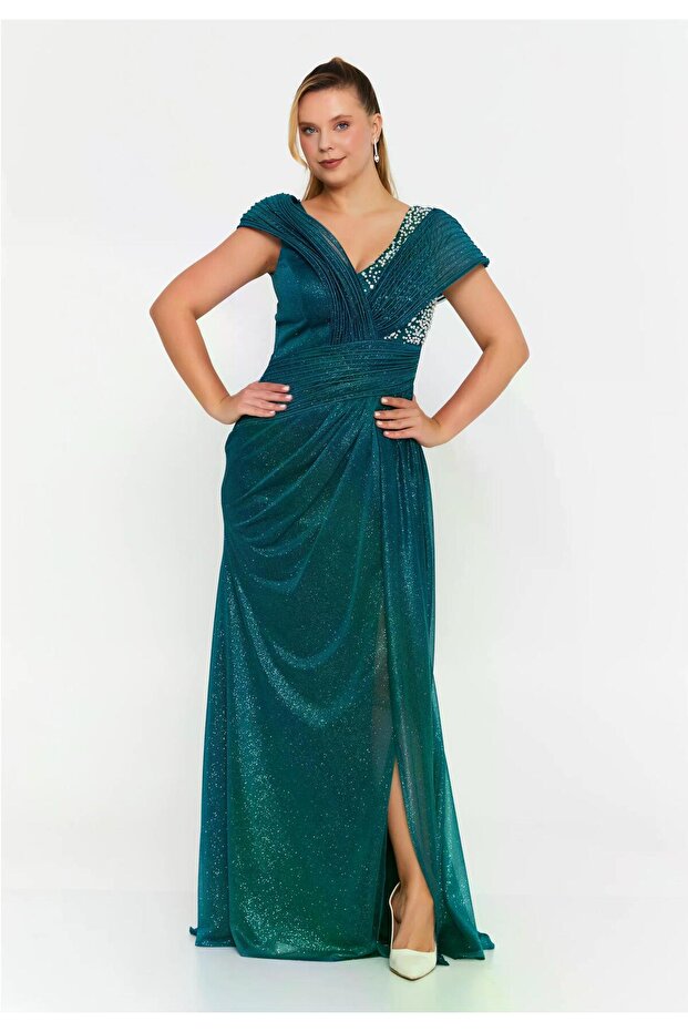 6133SIM İŞLEMELİ SİM TÜL ELBİSE - 1