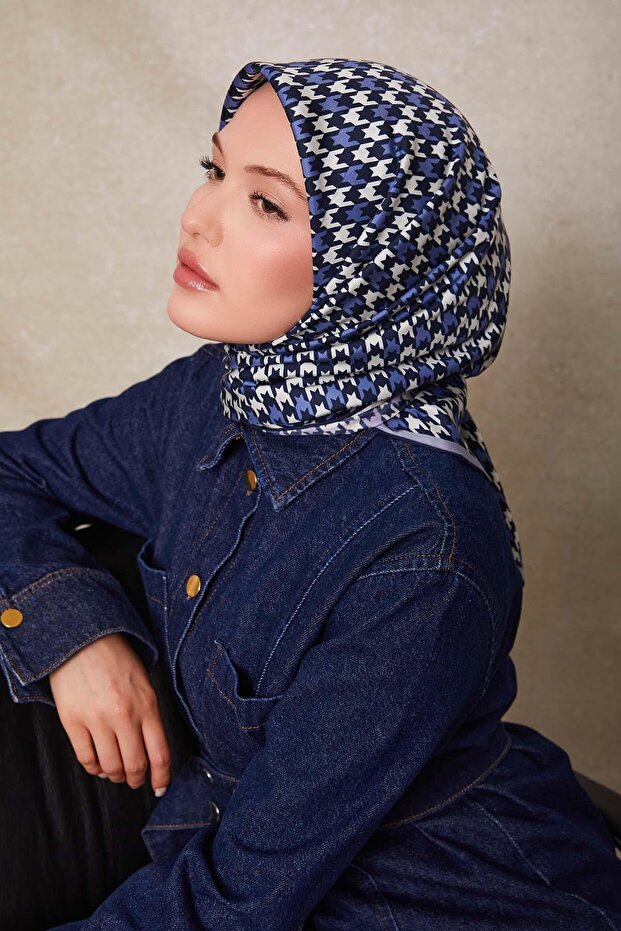 الأزرق نمط المخل وشاح الحرير حك - 2