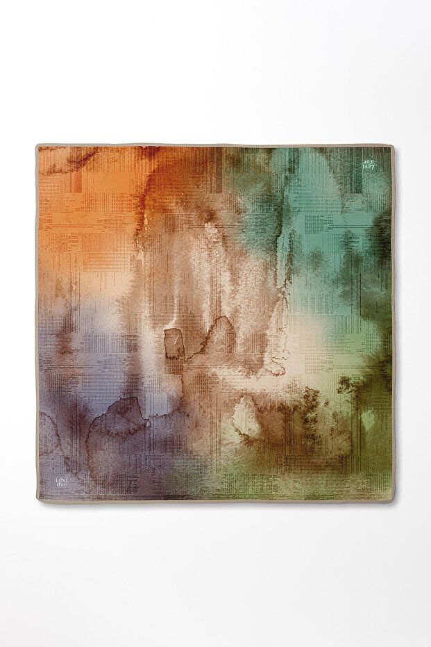 وشاح حريري منقوش باللون البنفسجي - 3