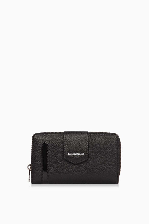 Genuine Leather Women's Wallet - Portfolio 65246-Black