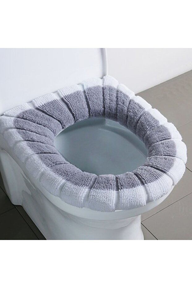 White Gray 1Pcs Bathroom Toilet Seat Cover Mat Washable Warmer Bathroom Toilet Cushion With Handle