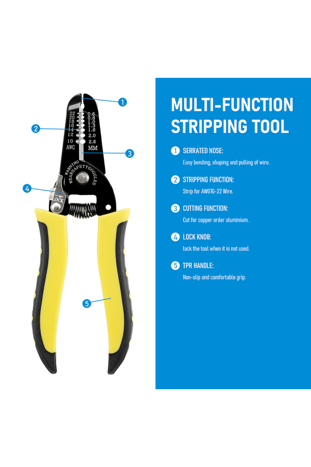 Stripping Tool Wire Stripper Cutter Crimper 10-26AWG Crimping Tool Multifunctional Crimping Pliers T