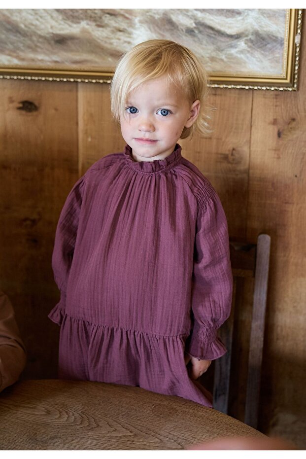 Elbise 2-10 Yaş Mürdüm - 1