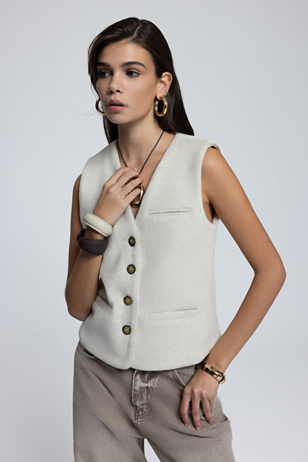 Pace Bej Kısa Yelek - 1