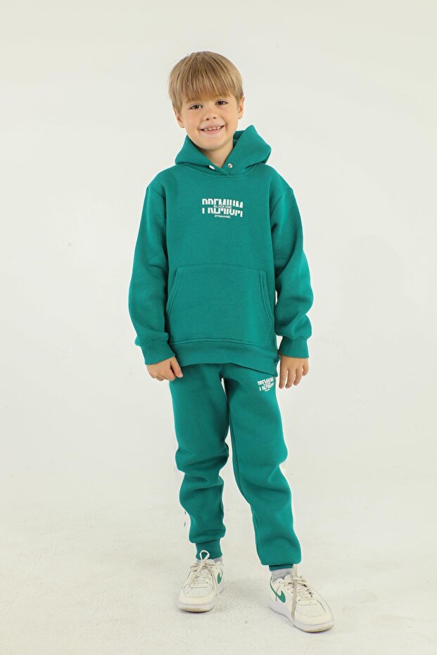 Hooded Cargo Pocket Print Detailed Boy's Tracksuit Set