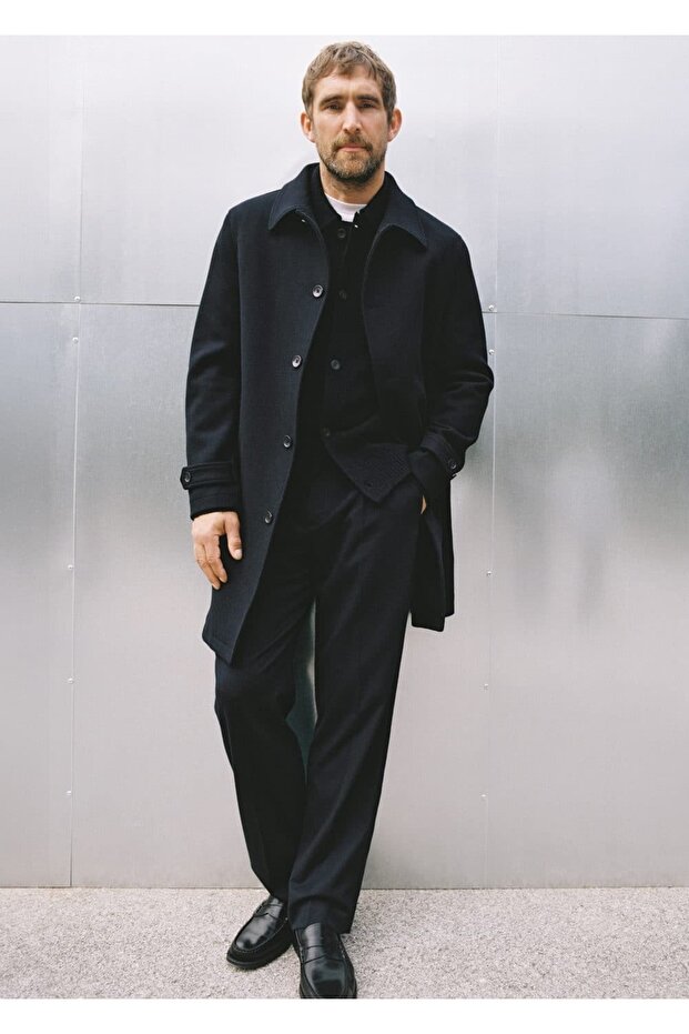 Çıkarılabilir kapüşonlu yün ceket - 5