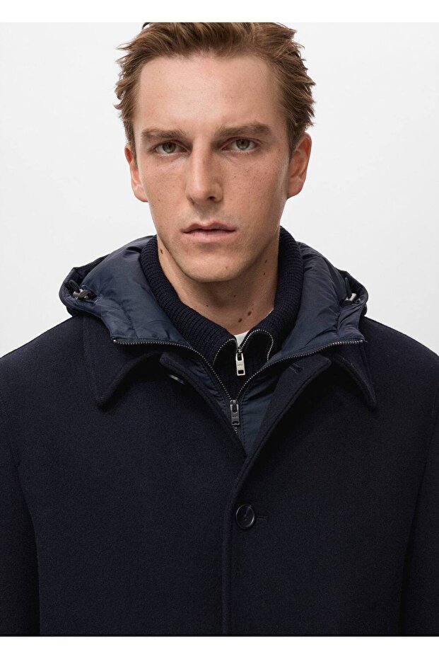 Çıkarılabilir kapüşonlu yün ceket - 8