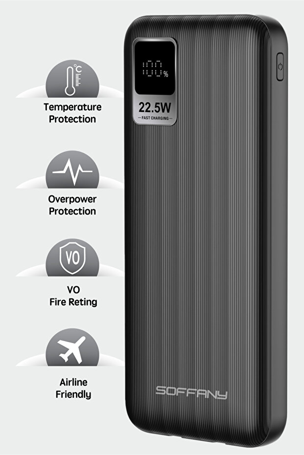 AG01-002 10.000 mAh P.Bank 2 Type-C + 1 USB Girişli Siyah - 1