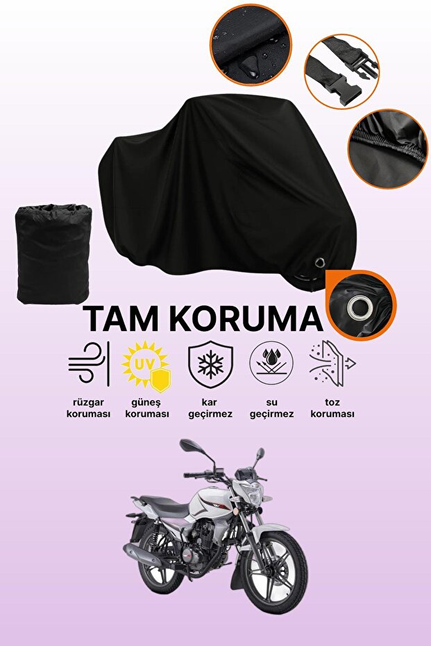 Black Compatible with Lock Rks Rk150-S Compatible Motorcycle Tarpaulin