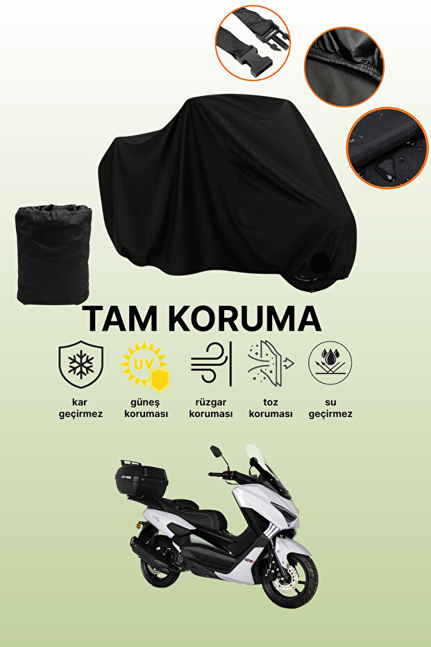 Black Rear Bag and Lock Incompatible Kuba Chia 125 Compatible Motorcycle Tarpaulin