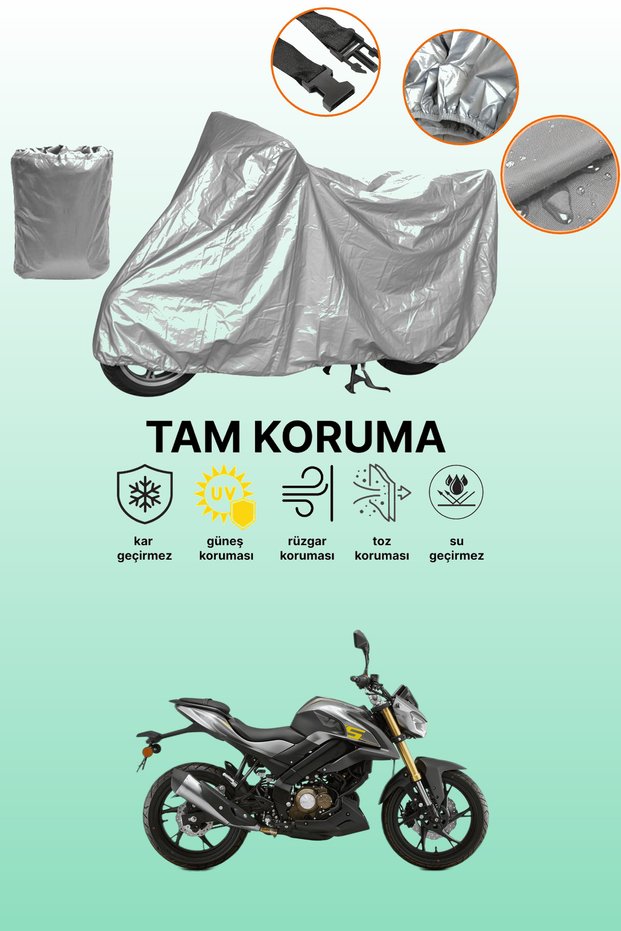Gray Rks Srk125-S Compatible Motorcycle Tarpaulin, Protective Cover, Motor Tarpaulin