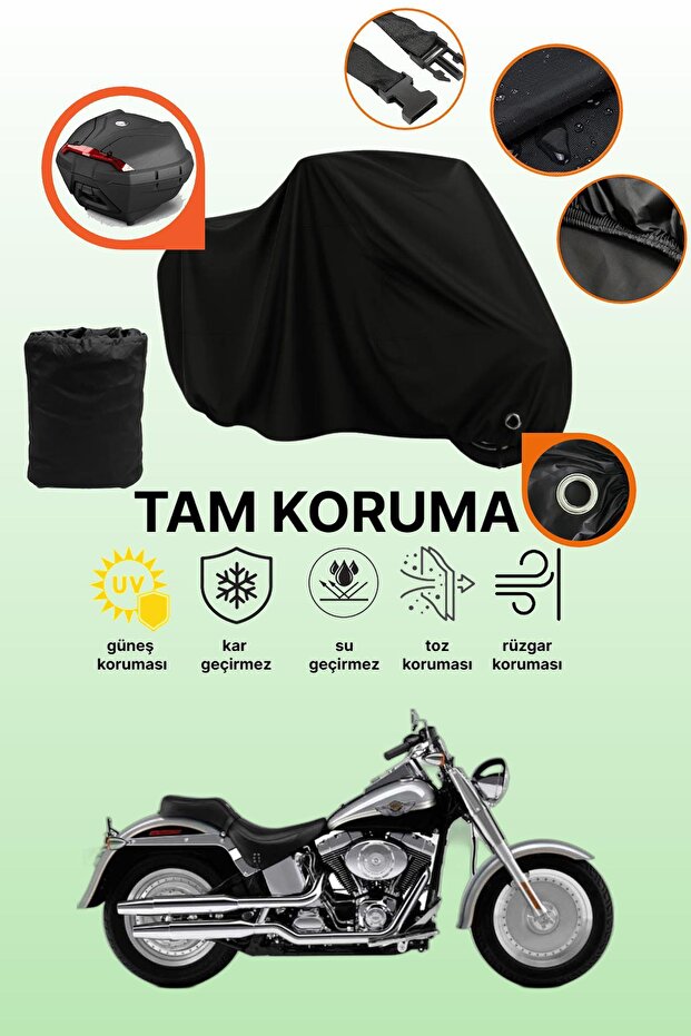 غطاء حماية أسود متوافق مع حقيبة الخلفية من Harley-Davidson Fat Boy FLSTFI