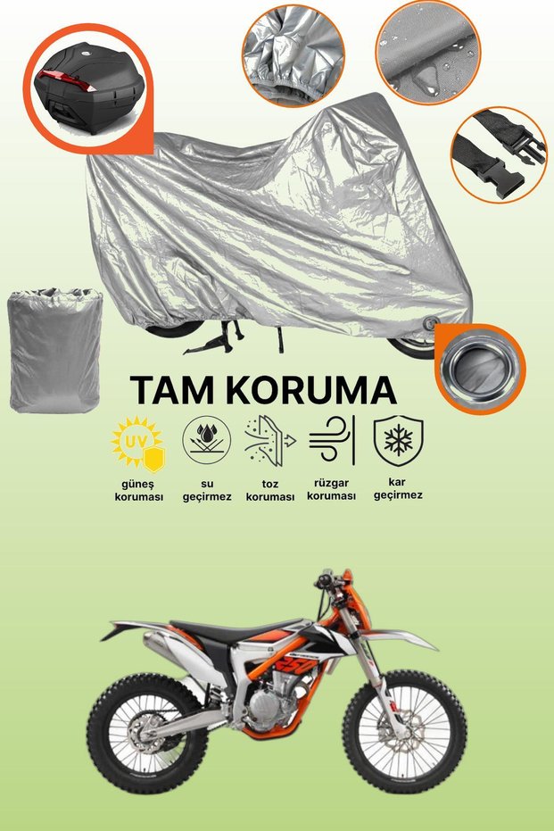 Gray Lock and Tail Bag Compatible Ktm 250 F Freeride Compatible Motorcycle Tarpaulin, Protection Cover
