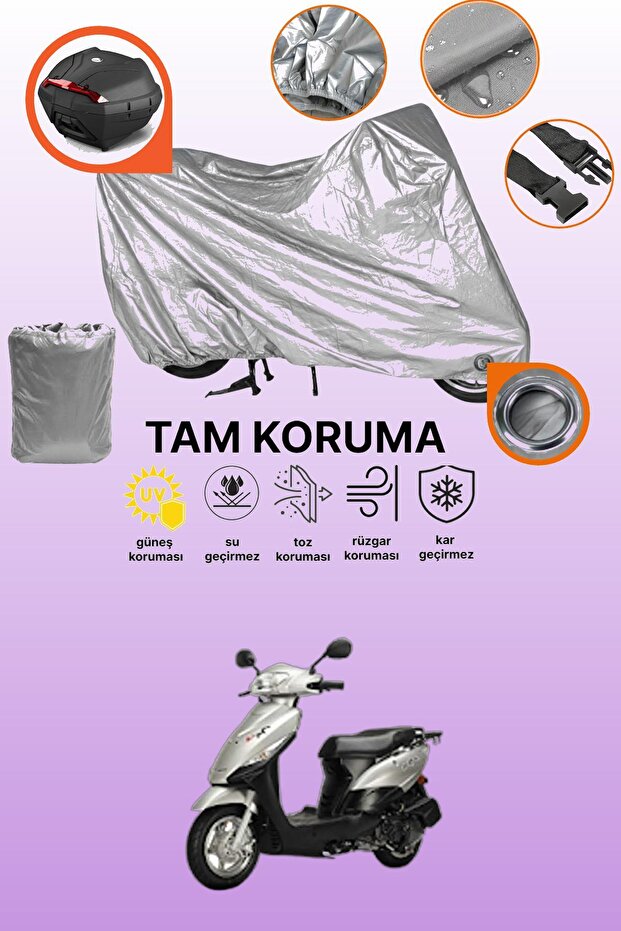Gray Rear Bag and Lock Compatible Kuba Cargo Compatible Motorcycle Tarpaulin