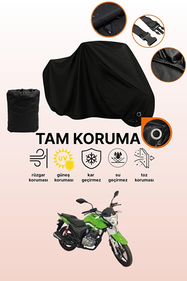 Black Compatible with Lock Kuba Cr1 Compatible Motorcycle Tarpaulin