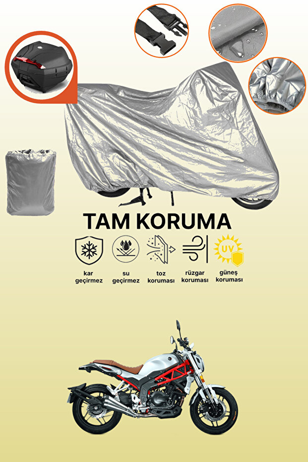 Gray Tail Bag Compatible Rks Rs 400 Compatible Motorcycle Tarpaulin, Protective Cover