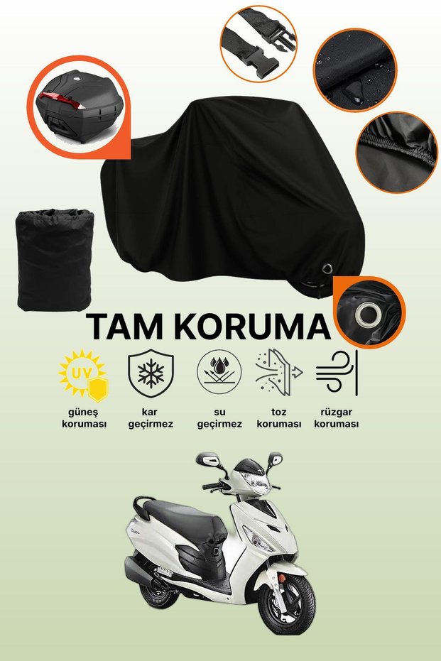 Black Lock and Tail Bag Compatible Hero Dash 110I Compatible Motorcycle Tarpaulin, Protective Cover