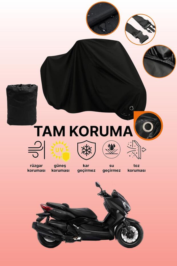 Black Lock Compatible Yamaha X-Max 300 Iron Max Abs Compatible Motorcycle Tarpaulin, Protective Cover