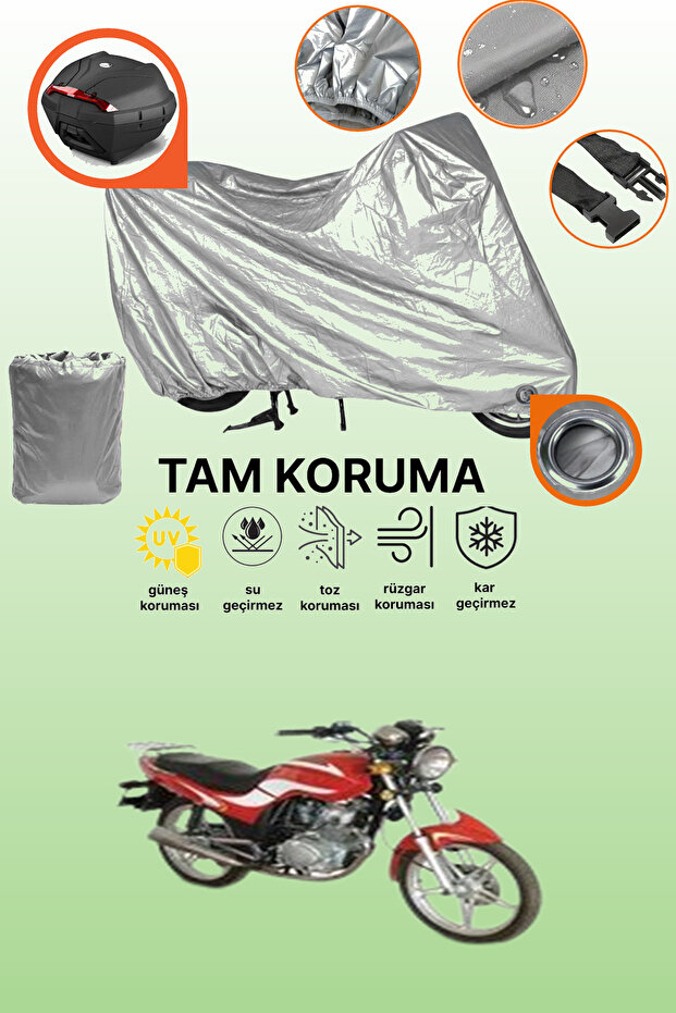 Gray Lock and Rear Bag Compatible Bisan Shalter Compatible Motorcycle Tarpaulin, Protective Cover