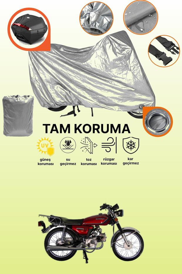 Gray Lock and Tail Bag Compatible Mondial 100 Ugk Compatible Motorcycle Tarpaulin, Protection Cover