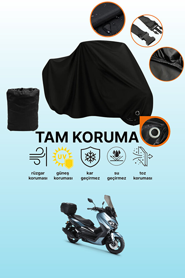 Black Lock Compatible Rks Grace 202 Pro Compatible Motorcycle Tarpaulin, Protective Cover
