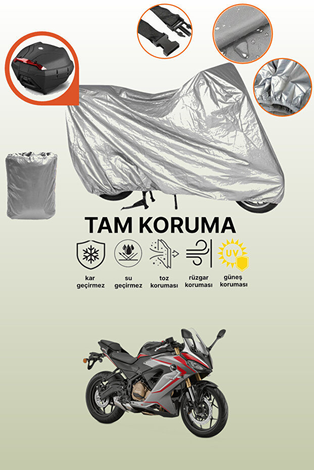 Grey Tail Bag Compatible Rks Srk250 Rr Compatible Motor Tarpaulin, Protective Cover