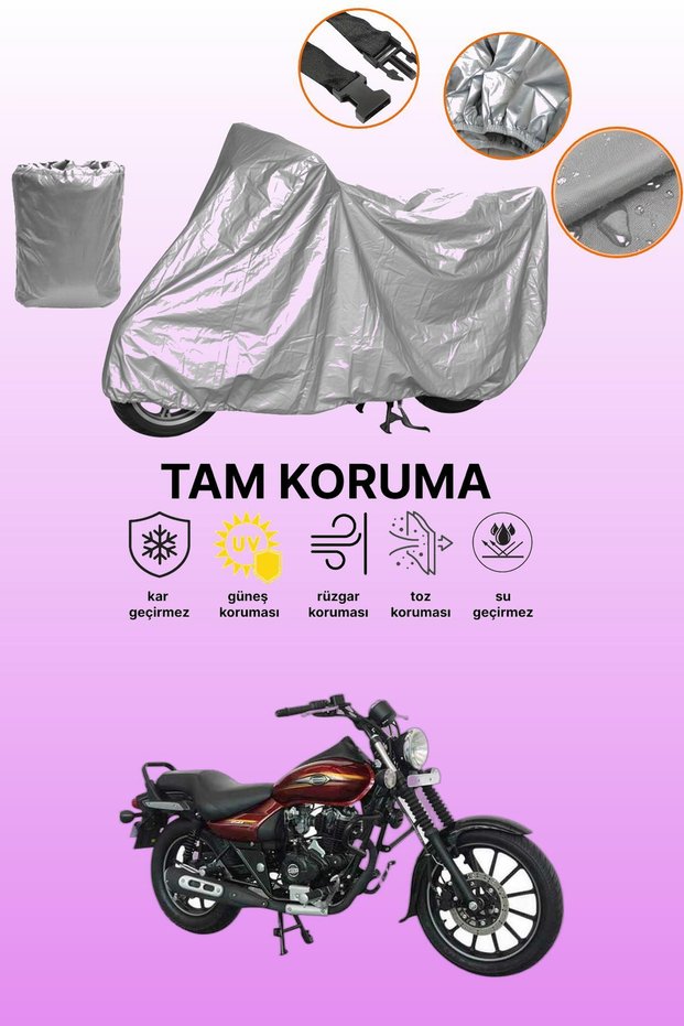 Gray Bajaj Avenger Street 150 Compatible Motorcycle Cover, Protective Cover, Motorbike Cover