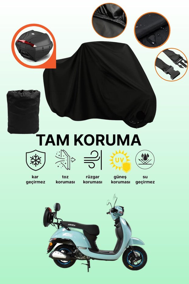 Black Tail Bag Compatible Arora Ar 50-8 Espresso Compatible Motorcycle Tarpaulin, Protective Cover