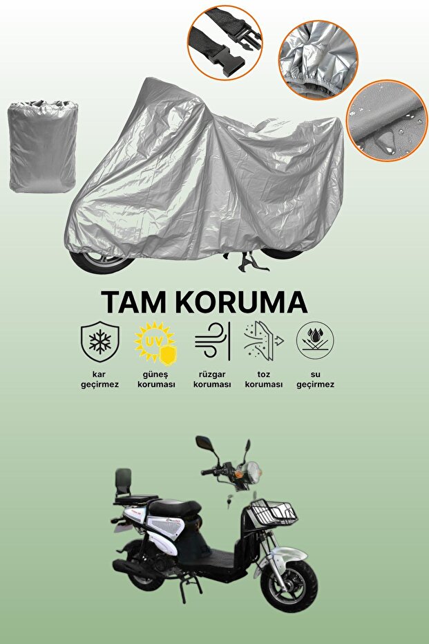 Gray Motolux Pitton 50 Compatible Motorcycle Cover, Protective Cover, Motor Cover