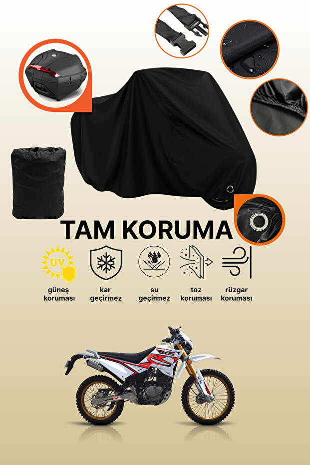 Black Lock and Tail Bag Compatible Rks Rk200-R Compatible Motorcycle Tarpaulin, Protective Cover