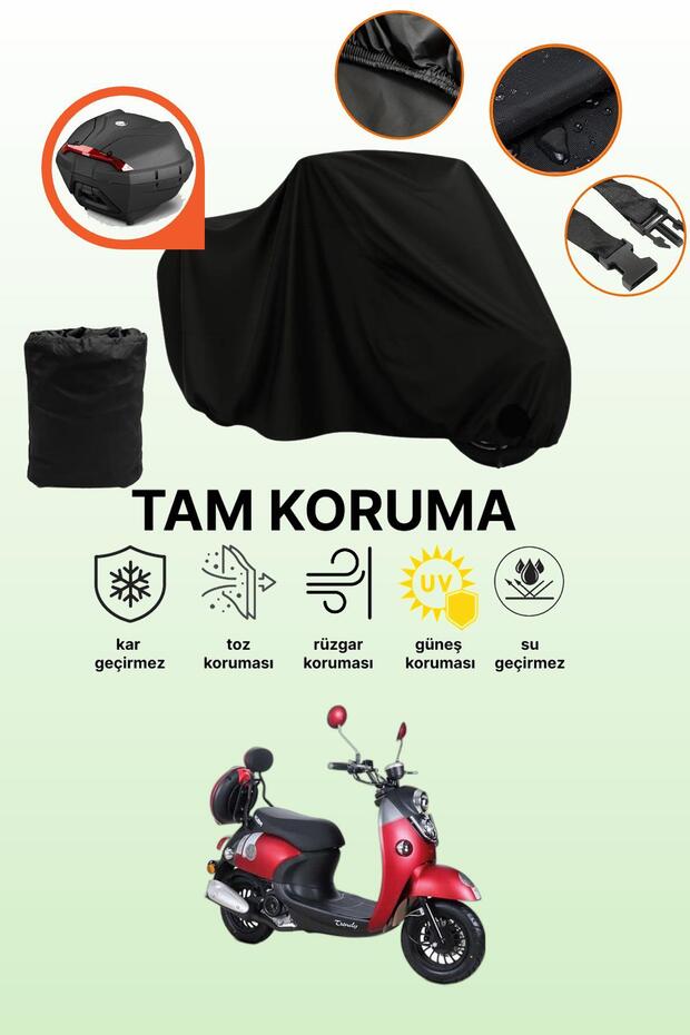 Black Rear Bag Compatible Kuba Trendy Xc 50 Cc Compatible Motorcycle Tarpaulin, Protective Cover