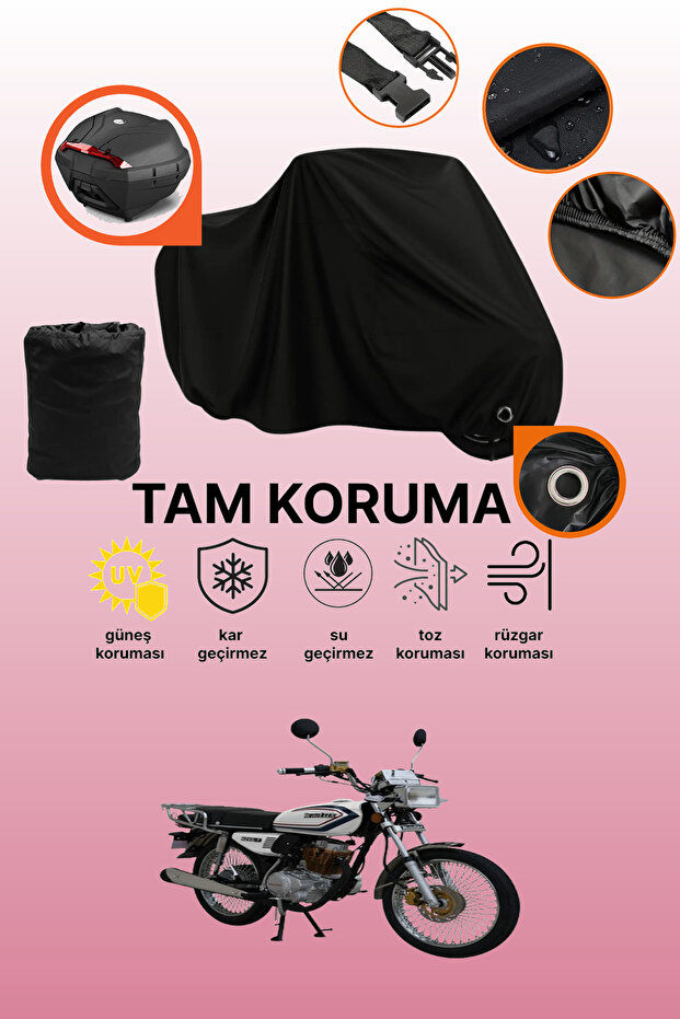 Black Lock and Tail Bag Compatible Motolux Mz46 t Compatible Motorcycle Tarpaulin, Protective Cover